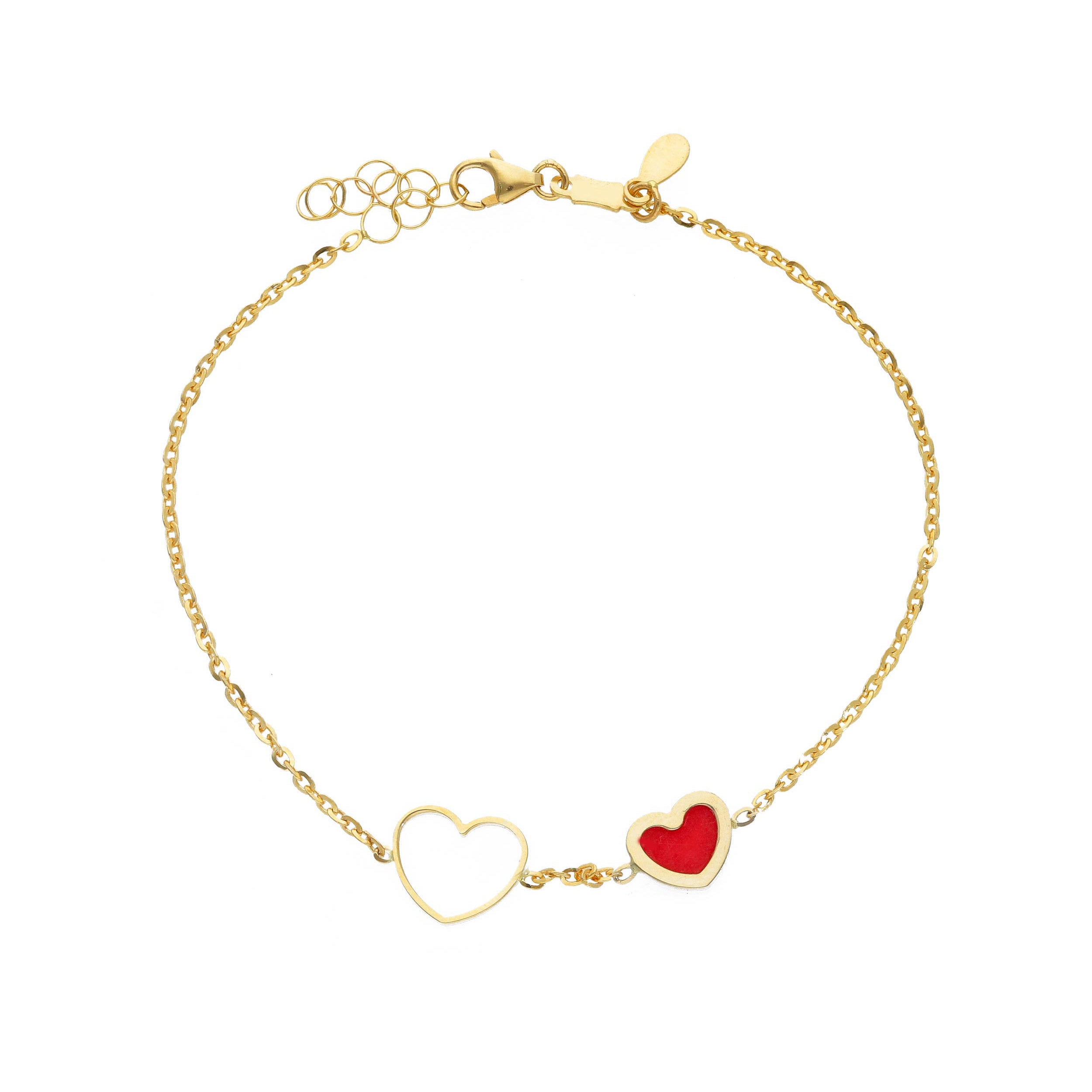 Damen Armband in 750/18 Karat Gelbgold, Herzen in Gold - 267132