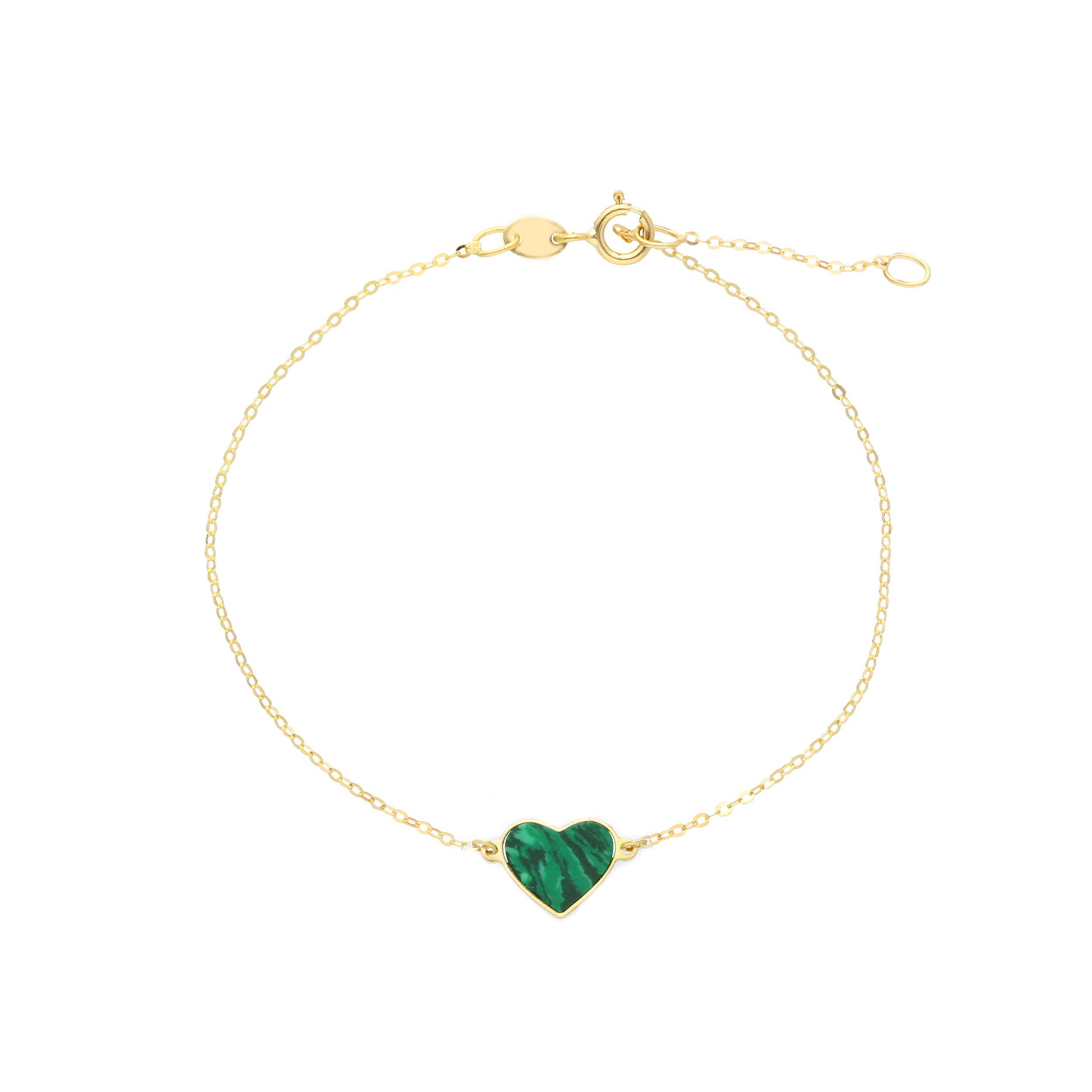 Damen Armband in 750/18 Karat Gelbgold mit grünen Perlmutt, Herz aus Perlmutt - 265376