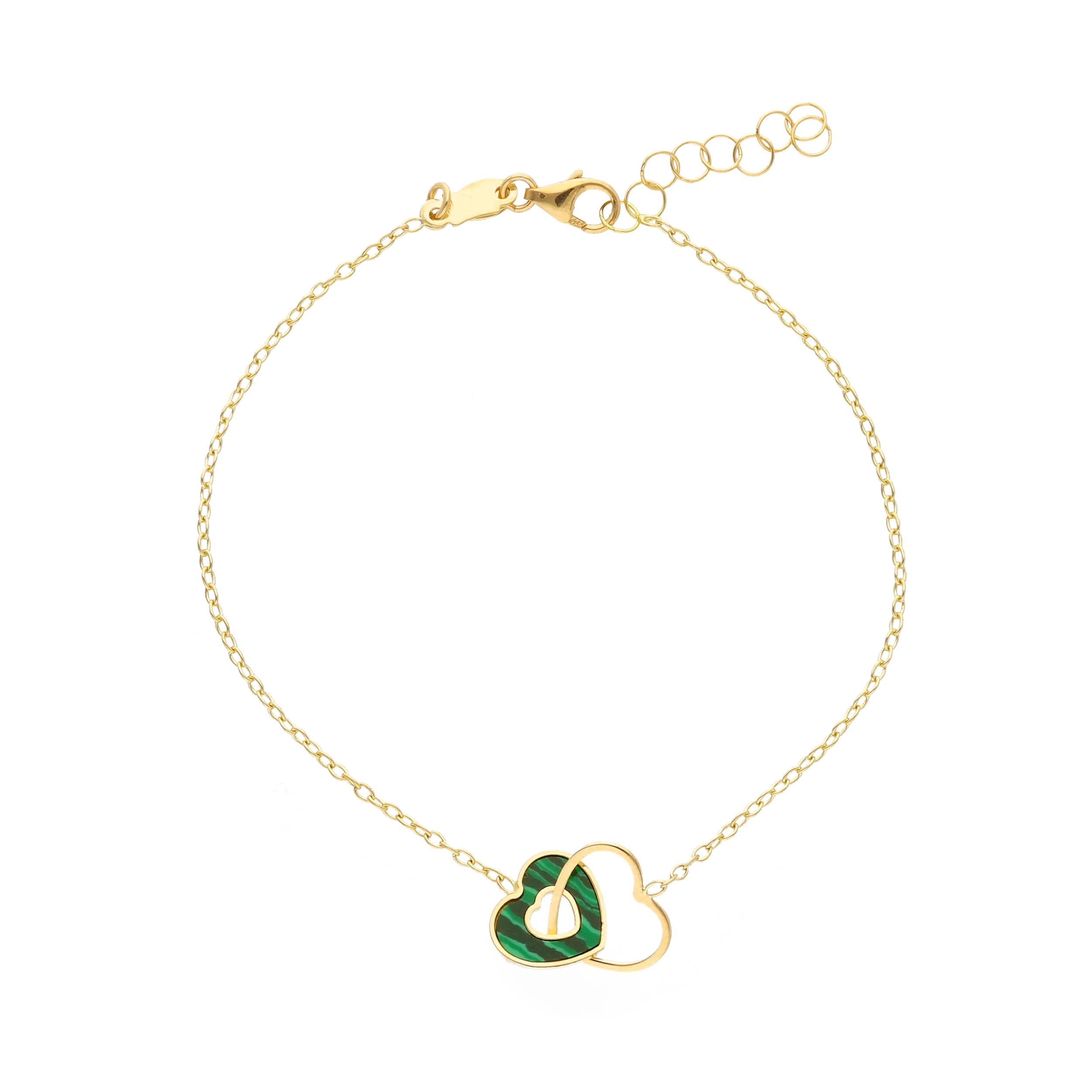 Damen Armband in 750/18 Karat Gelbgold mit Malachit, Herzstück aus Malachit - 276808