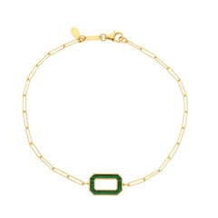 Damen Armband in 750/18 Karat Gelbgold mit Malachit, Malachit Eleganz - 276796