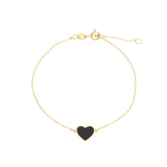 Damen Armband in 750/18 Karat Gelbgold mit Onyx, Herz aus Onyx - 265379