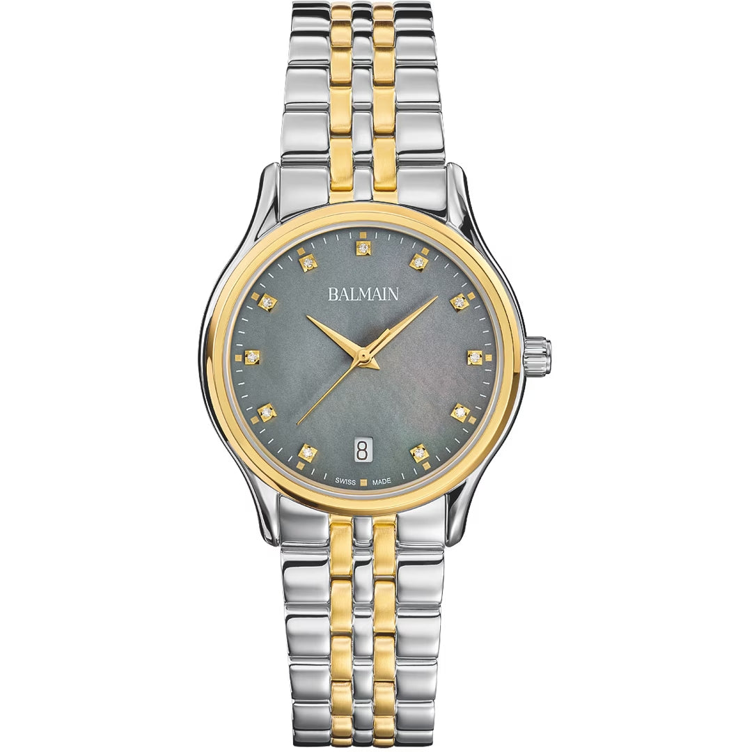 Balmain Beleganza Lady M Diamonds 32mm Grau Bicolor – B8352.39.66