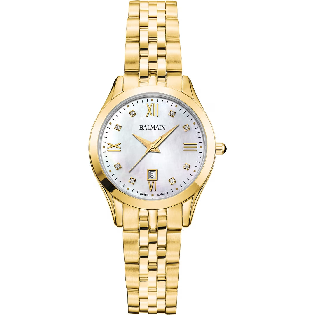 Balmain Classic R Lady 30mm Perlmutt Gold Diamanten – B4110.31.85