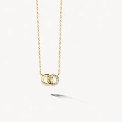 Blush Halskette aus 14 Karat Gold mit verschlungenen Ringen und Pavé-Zirkonia - 3126YZI