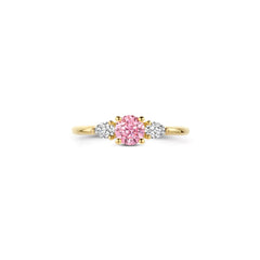 Blush Ring aus 14 Karat Gelbgold mit rosa Farbstein & Labordiamanten - LG1070Y/54