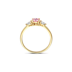 Blush Ring aus 14 Karat Gelbgold mit rosa Farbstein & Labordiamanten - LG1070Y/54
