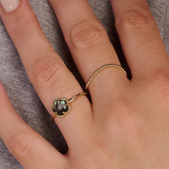 Blush Ring aus 14 Karat Gold mit schwarzem Perlmutt Grösse 54 - 1280YBQ/54