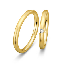 Breuning Dezent Trauringe mit Diamant 0,04 ct./ges. - 48/05734 & 48/05733