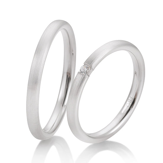 Breuning Dezent Trauringe mit Diamant 0,04 ct./ges. - 48/05734 & 48/05733