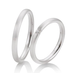 Breuning Dezent Trauringe mit Diamant 0,04 ct./ges. - 48/05734 & 48/05733