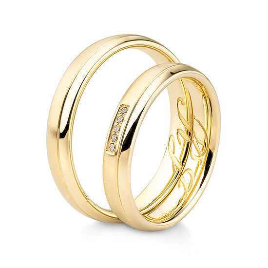 Breuning Klassik Trauringe mit 5 Diamanten - 48/06654 & 48/06653