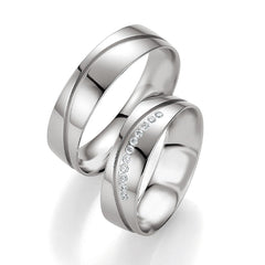 Breuning Palladium Trauringe mit 11 Diamanten - 48/02628 & 48/02627