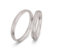 Breuning Trauringe Basic mit einem Diamanten - 48/04222 & 48/04221