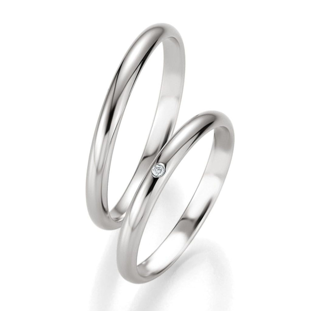 Breuning Trauringe Basic mit einem Diamanten - 48/04312 & 48/04311