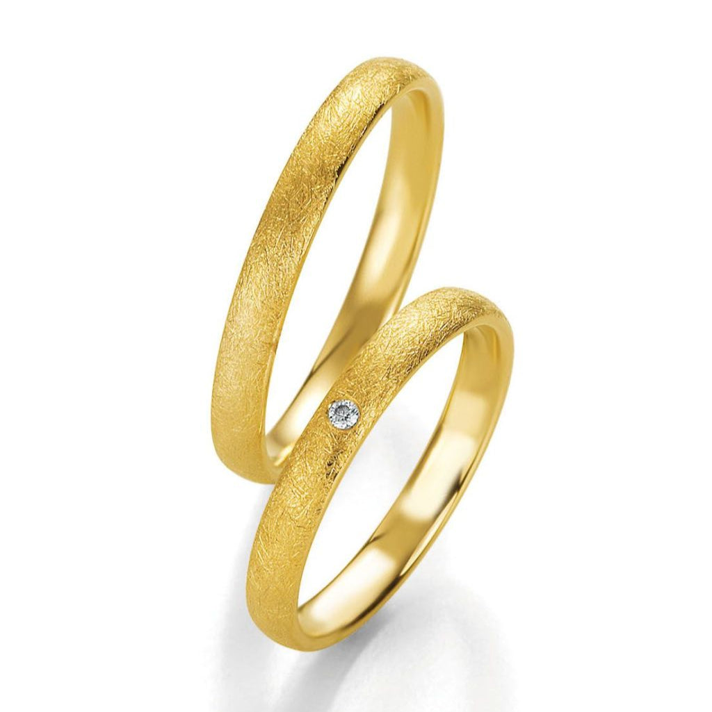 Breuning Trauringe Basic mit einem Diamanten - 48/05604 & 48/05603