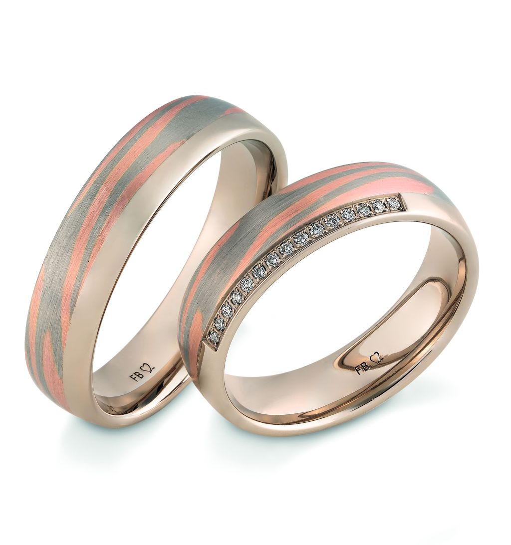 Breuning Trauringe Blended Wave mit Diamanten - 48/06722 & 48/06721