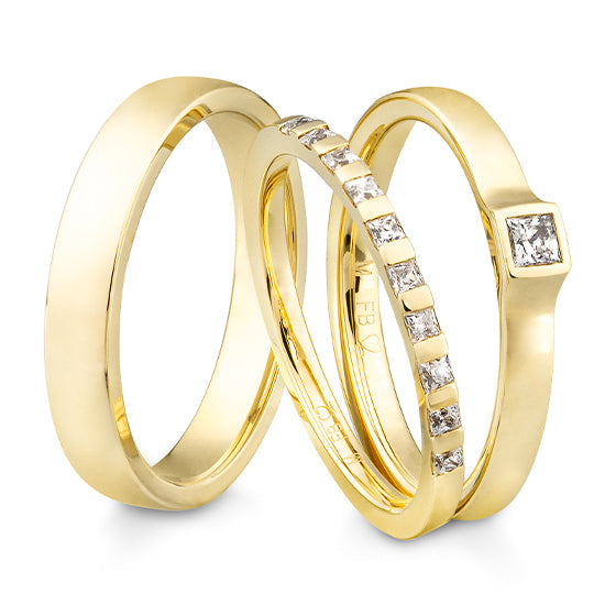 Breuning Triset Trauringe mit 10 Diamanten 0,295 ct. - 48/06607 & 48/06608 & 48/06609
