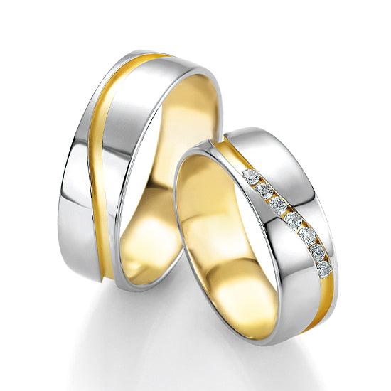 Breuning Welle Trauringe mit 7 Diamanten - 48/05210 & 48/05209