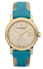 Burberry BU9112 The City Damen Uhr – Gold & Blau Leder – Swiss Quartz – 36 mm