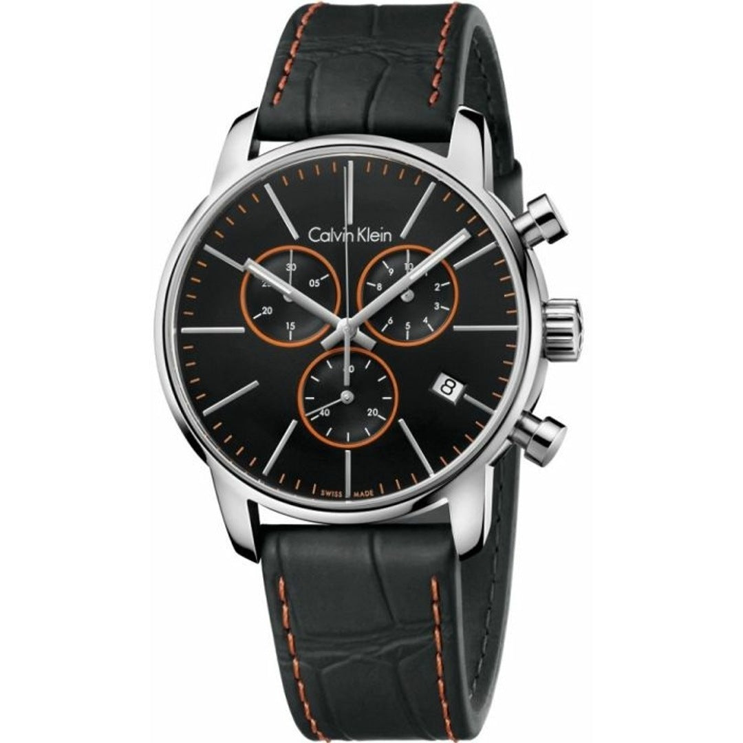 Calvin Klein City Chronograph Herren Uhr Schwarz Leder