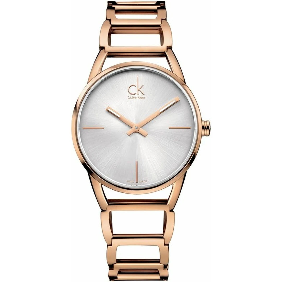 Calvin Klein Stately 34mm Damenuhr in Silber Roségold aus Edelstahl - K3G23626