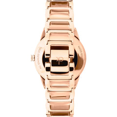 Calvin Klein Stately 34mm Damenuhr in Silber Roségold mit Kristalle - K3G2362W