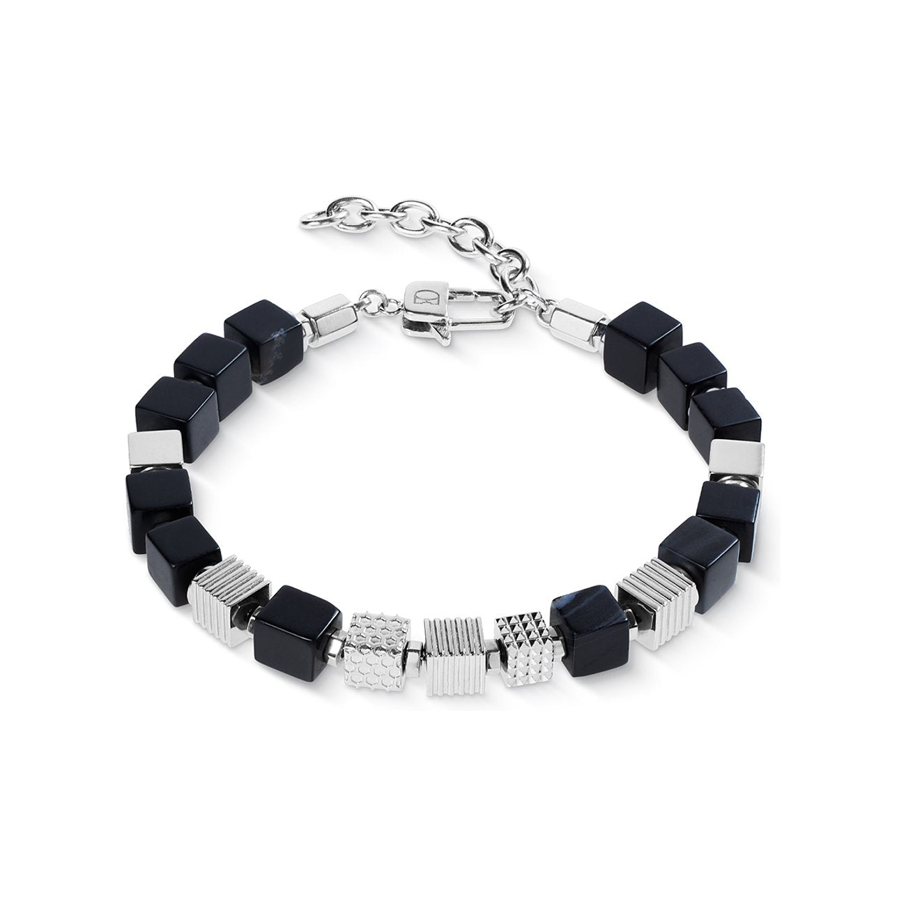 Coeur de Lion Onyx Lederarmband Schwarz Silber