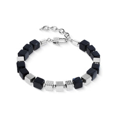 Coeur de Lion Onyx Lederarmband Schwarz Silber