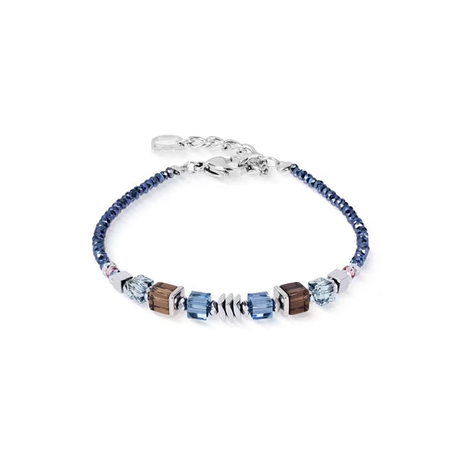 Coeur de Lion Wave Cube Flow Armband Silber-Blau – 3044/30-0712