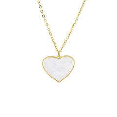 Damen Collier in 750/18 Karat Gelbgold mit Perlmutt, Herz aus Perlmutt - 265373