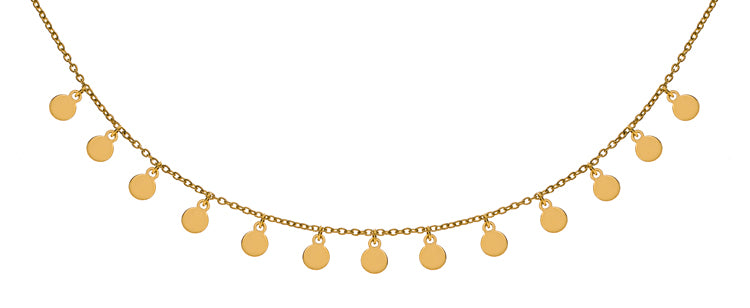 Collier Gelbgold 750 Rundanker 13 Plättli-Anhänger poliert - CGO110345