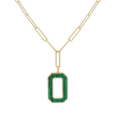 Damen Collier in 750/18 Karat Gelbgold mit Malachit, Malachit Eleganz - 276817