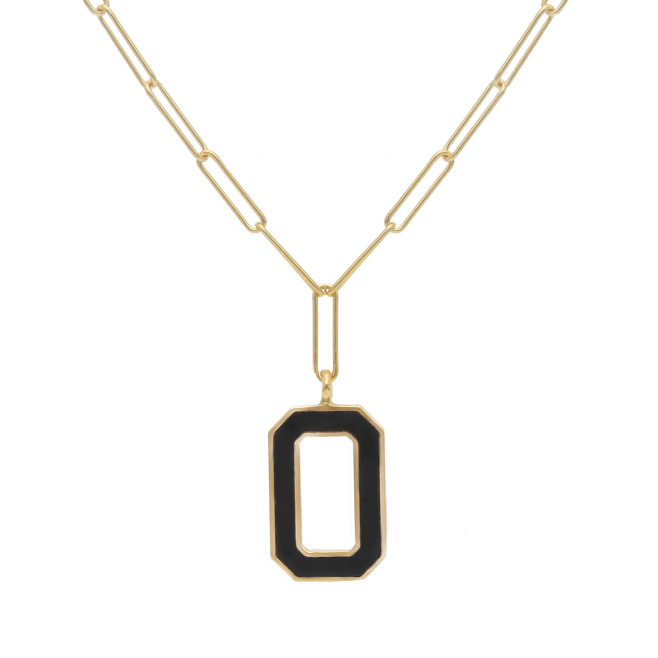 Damen Collier in 750/18 Karat Gelbgold mit Onyx, Onyx Eleganz - 276823