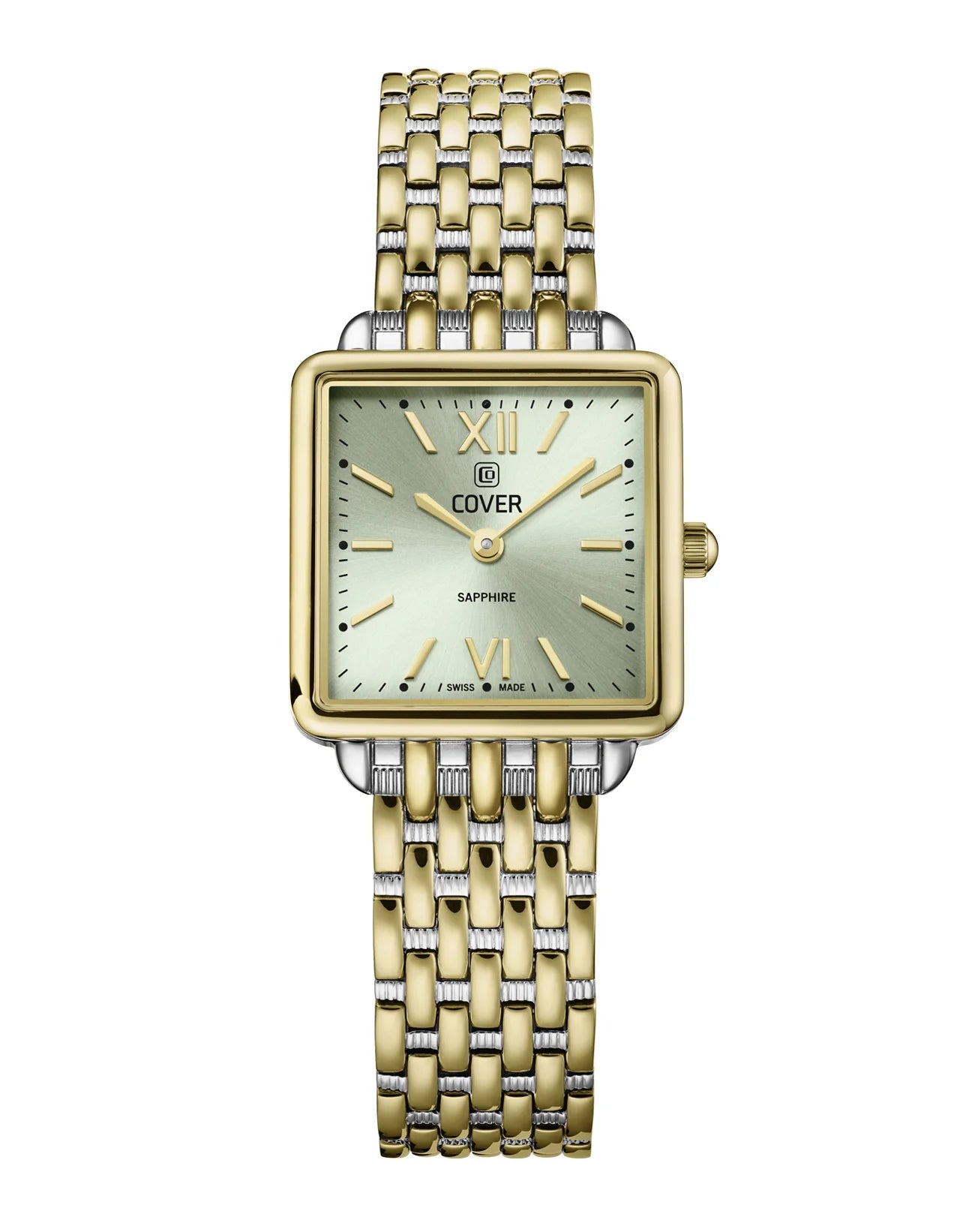 COVER Lovis Square Damen Uhr Grün Bicolor Gold