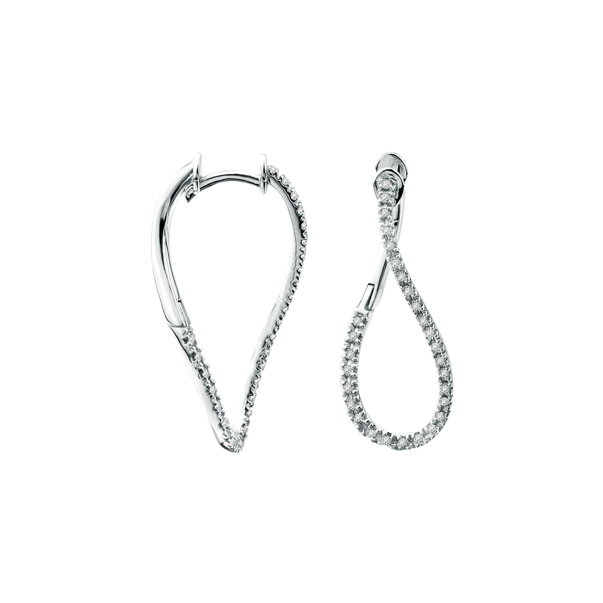 Creolen mit 0.22 ct Diamanten in 585 oder 750 Weissgold