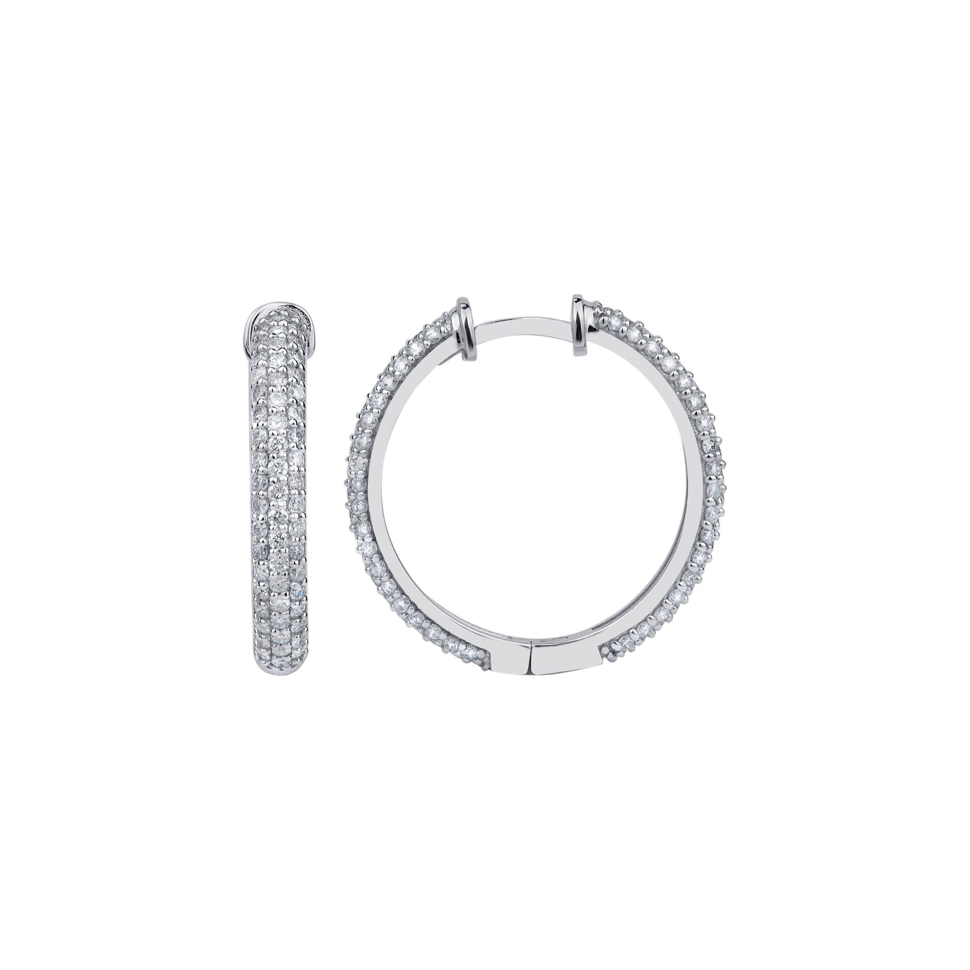 Creolen mit 1.02 ct Diamanten in 585 oder 750 Weissgold