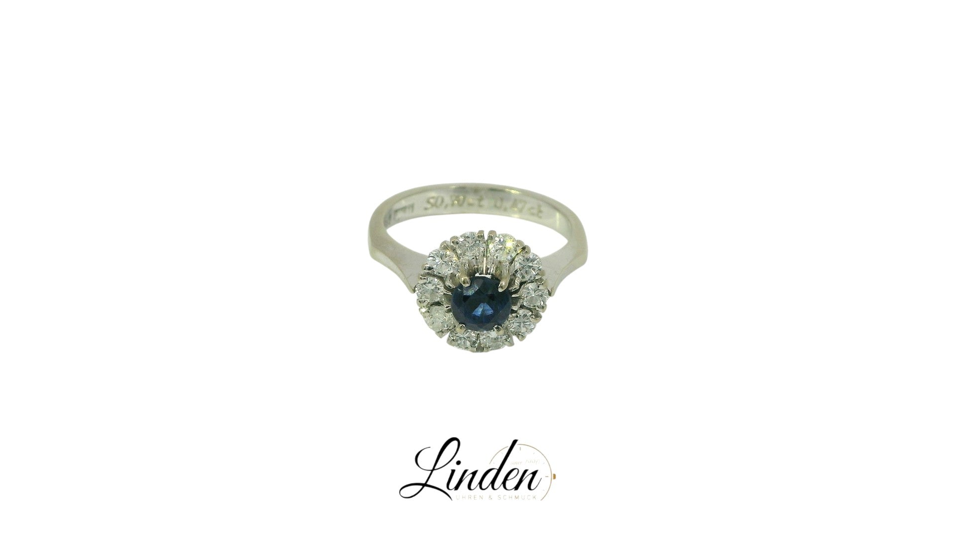 Damenring 750 Weissgold Saphir Diamant