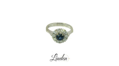 Damenring 750 Weissgold Saphir Diamant