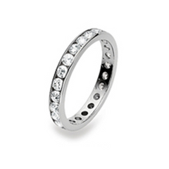 Damenring mit Zirkonia in 750/18 Karat Weissgold, Memoire, Classic