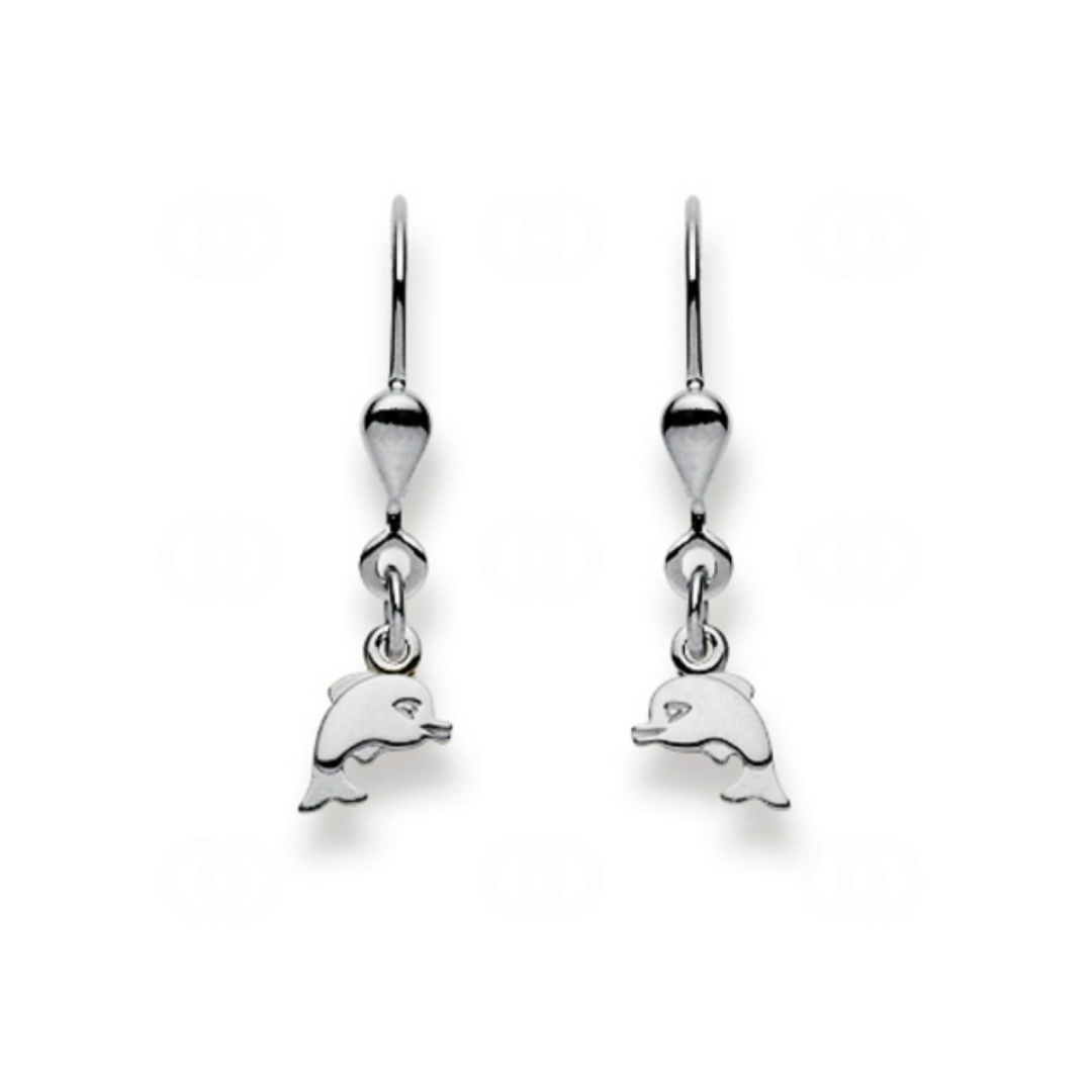 Delfin Ohrhänger in 18 Karat Weissgold