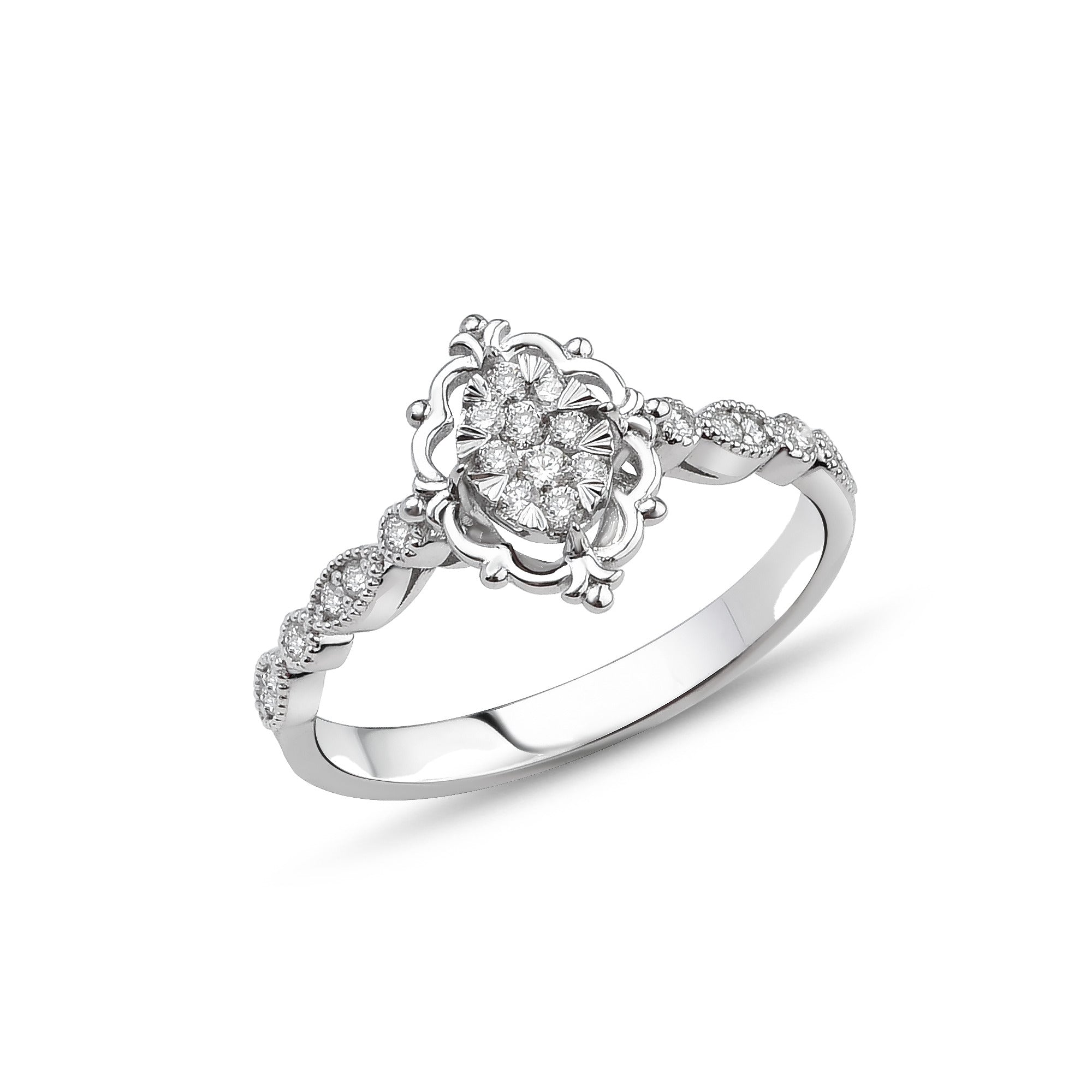 Damen Diamantring aus 18K Weissgold in Grösse 54 - YZ0005399