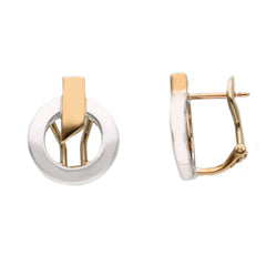 Boucles d'oreilles élégantes bicolores pour femme en or blanc et rose 18 carats - 281671