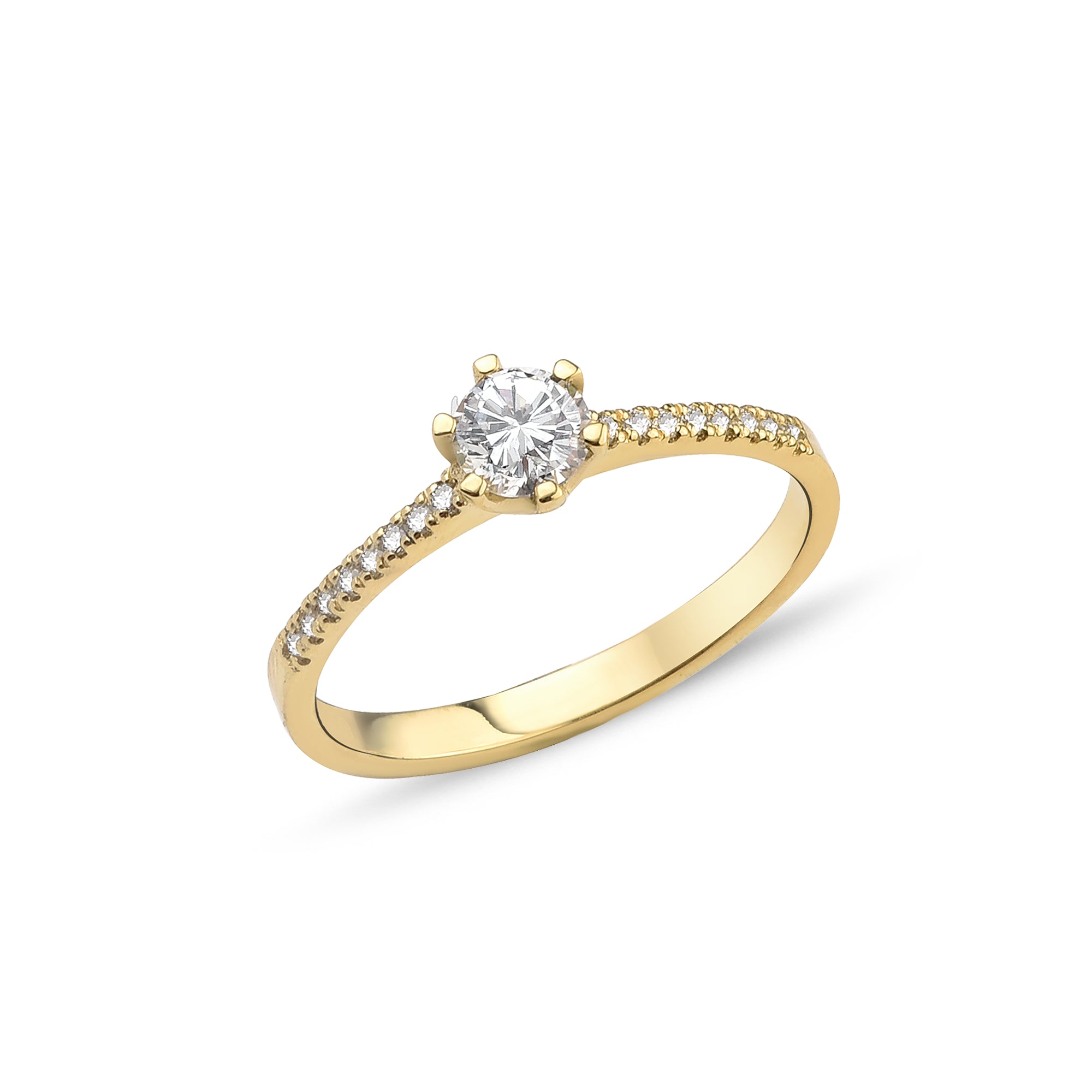 Eleganter 18K Gelbgold-Ring, Grösse 54, mit funkelnden Diamanten - YZ0005340