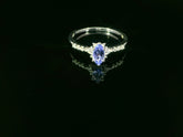 Bague élégante en or blanc avec tanzanite et diamants – Luxe 18 carats, taille 55 - YZ0003255