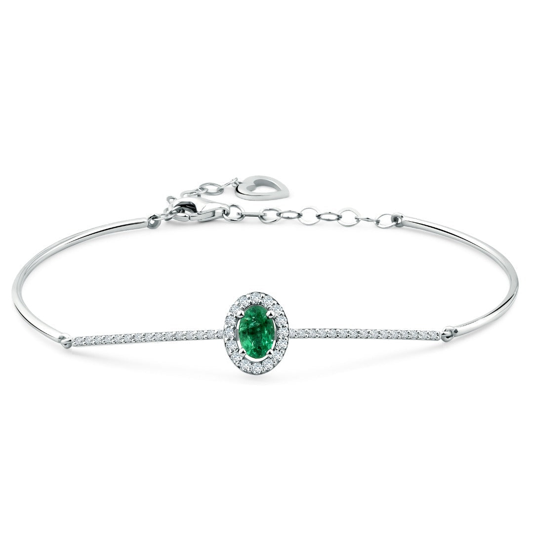 Elegantes Goldarmband mit Diamant und Smaragd (14K / 18K) - BL0000609