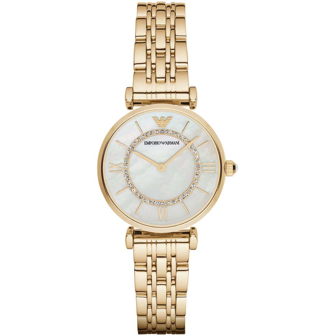 Emporio Armani Retro Damenuhr Gold/Perlmutt