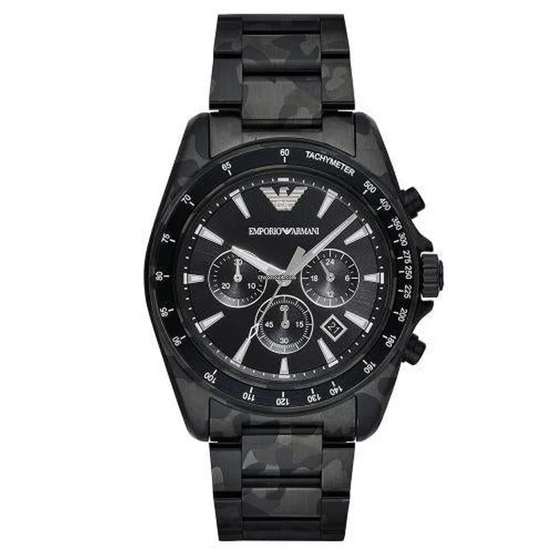 Emporio Armani Sport Camo Schwarz Edelstahl Chronograph Herrenuhr - AR11027