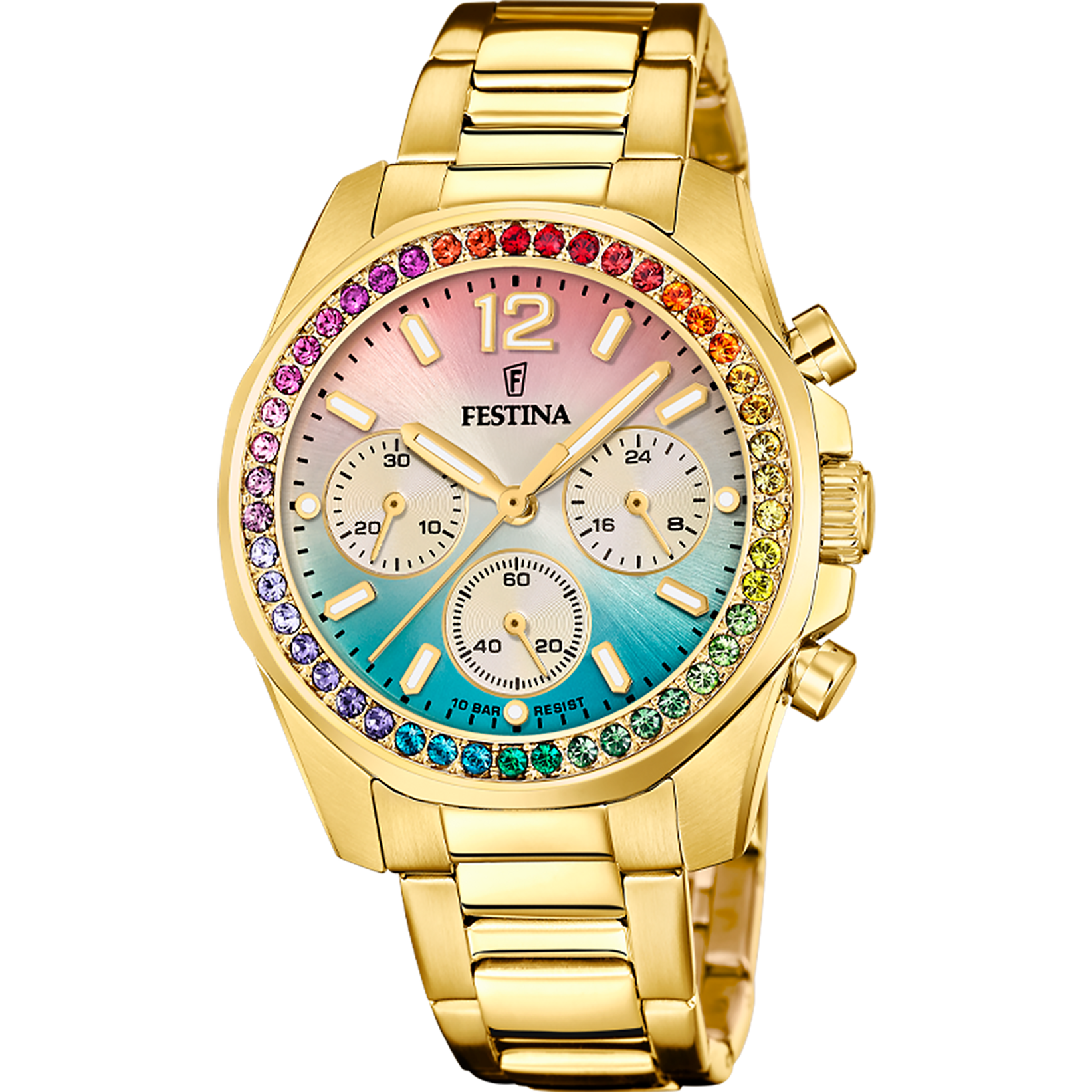 Festina Damenuhr - Swiss Made, Rainbow, Stahl, Multicolor - F20609/5