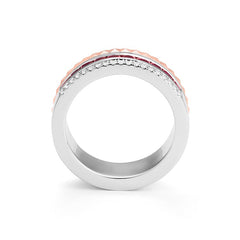 Bague à facettes Cnc Bague mémoire semi-sertie en 750/18 carats bicolore avec rubis