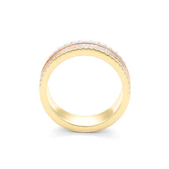 Facet Cnc Ring Halbgefasster 18 Karat Tricolor Memoire Ring mit Diamant
